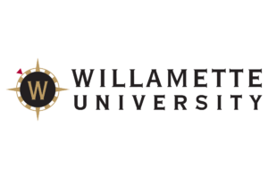 A Compass with a W in the center next to the text, Willamette University